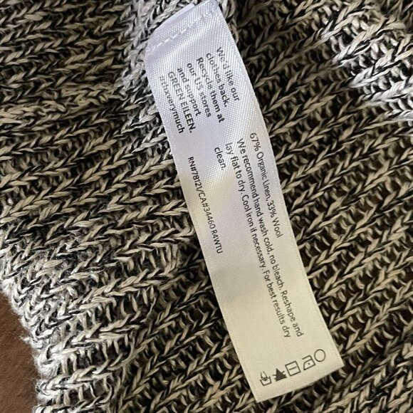 Eileen Fisher Open Front Cardigan Womens Sz MP M Petite Gray Organic Linen Wool - Picture 7 of 7